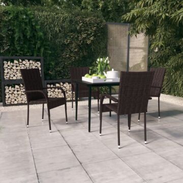 Vidaxl 5 Piece Garden Dining Set Brown And Black