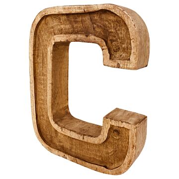 Hand Carved Wooden Embossed Letter C