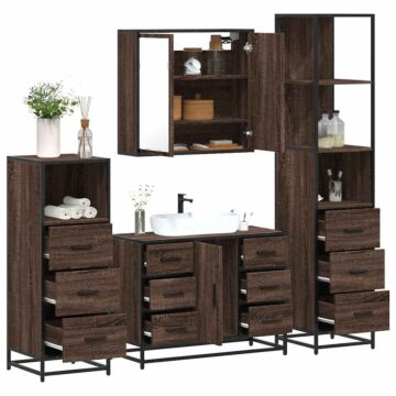 Vidaxl 4 Piece Bathroom Furniture Set Brown Oak Engineered Wood