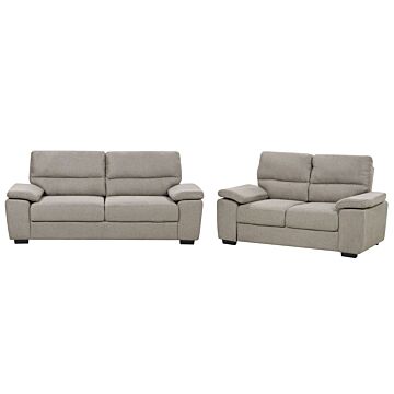 Fabric Sofa Set Light Brown 3 + 2 Seater Upholstered Living Room Set Beliani