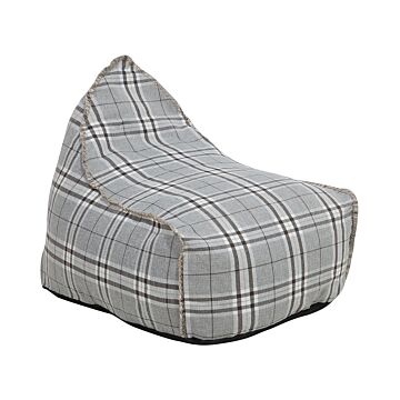 Teardrop Drop Bean Bag Chair Beanbag Grey Check Pattern Checked Gaming Chair Modern Beliani