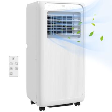 Homcom 9,000 Btu Mobile Air Conditioner For Room Up To 20m², With Dehumidifier, 24h Timer, Wheels, Window Mount Kit