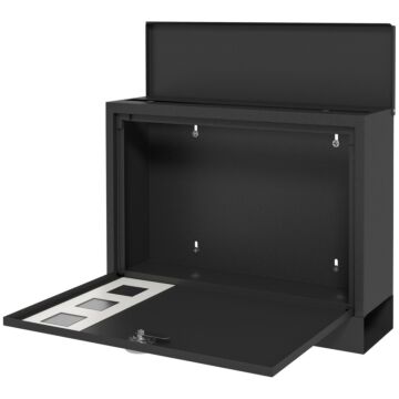 Homcom Wall Mounted Letterbox, Weatherproof Post Box, Modern Mailbox With 2 Keys And Viewing Windows, Easy To Install