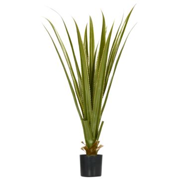Homcom Artificial Plants Agave Succulent In Pot Desk Fake Plants For Home Indoor Outdoor Decor, 15x15x90cm, Green