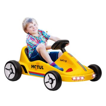 Aiyaplay 6v Electric Go Kart For Kids With Music, Light, Horn, For 3-5 Years, Yellow