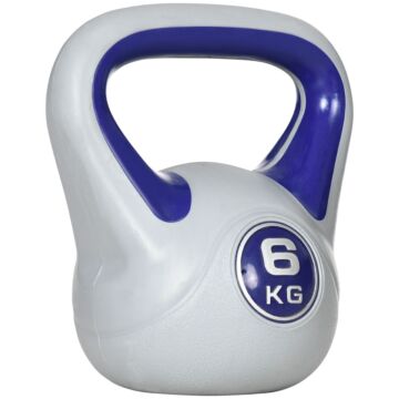 Sportnow Kettlebell, 6kg Kettle Bells With Handle For Home Gym Weight Lifting And Strength Training, Purple And Grey