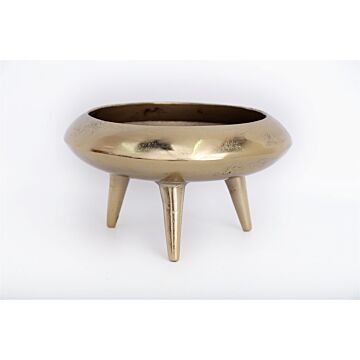 Gold Metal Planter/bowl With Feet 39cm