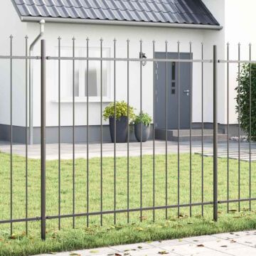 Vidaxl Garden Fence With Spear Top Grey 10.2x1.5 M Steel
