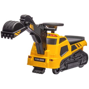 Homcom Ride On Tractor, 3 In 1 Ride On Excavator, Bulldozer, Road Roller, Pretend Play Construction No Power Truck W/ Music, For 18-48 Months, Yellow