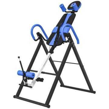 Homcom Gravity Inversion Table With Safety Belt Adjustable Hand Stand For Muscle Pain Relief, Blue