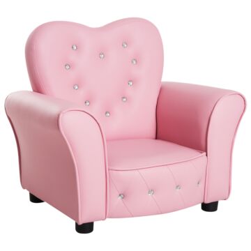 Homcom Kids Toddler Chair Sofa Children Armchair Seating Relax Playroom Seater Girl Princess Pink
