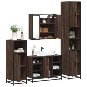 Vidaxl 4 Piece Bathroom Furniture Set Brown Oak Engineered Wood