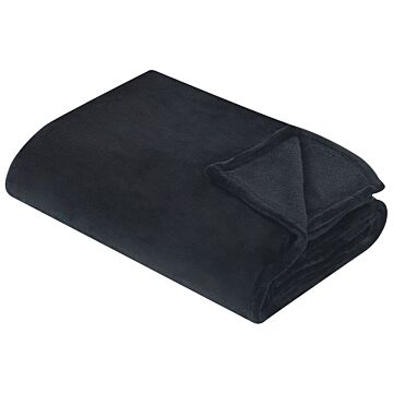 Blanket Black Polyester 150 X 200 Cm Soft Pile Bed Throw Cover Home Accessory Modern Design Beliani