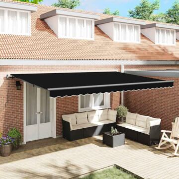 Vidaxl Manual Retractable Awning Black 500x300 Cm