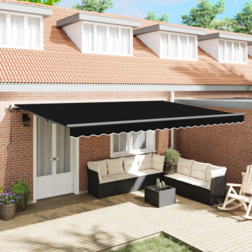 Vidaxl Manual Retractable Awning Black 500x300 Cm