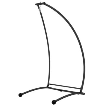 Outsunny Hammock Chair Stand, C Shape Hanging Heavy Duty Metal Frame Hammock Stand For Hanging Hammock Air Porch Swing Chair, Black