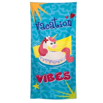 Microfibre Beach Towel - Vacation Vibes Unicorn