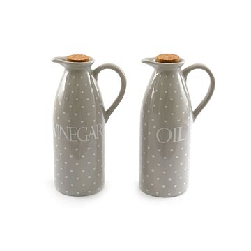 Set Of Two Heart Design Vinegar And Oil Pourers