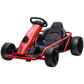 Homcom 24v Electric Go Kart For Kids, Drift Ride-on Racing Go Kart With 2 Speeds, For Boys Girls Aged 8-12 Years Old, Red