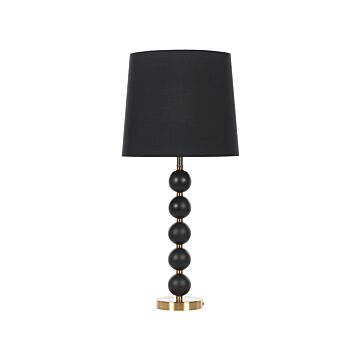 Table Lamp Black And Gold Metal Accent Base With Black Fabric Shade Beliani