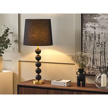 Table Lamp Black And Gold Metal Accent Base With Black Fabric Shade Beliani