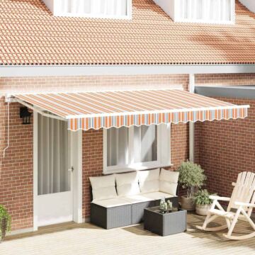 Vidaxl Retractable Awning Manual Orange / Grey / Blue White 400x200 Cm