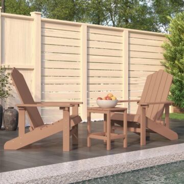 Vidaxl Garden Adirondack Chairs With Table Hdpe Brown