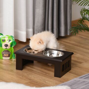 Pawhut Stainless Steel Pet Feeder, 58.4lx30.5wx25.4h Cm-brown