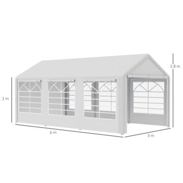 Outsunny Garden Gazebo Marquee Party Tent Wedding Portable Garage Carport Shelter Car Canopy Outdoor Heavy Duty Steel Frame Waterproof (6m X 3m)