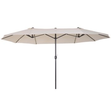 Outsunny 4.6m Garden Parasol Double-sided Sun Umbrella Patio Market Shelter Canopy Shade Outdoor Beige - No Base
