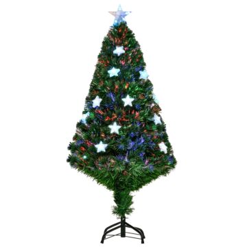 Homcom 4ft 120cm Fiber Optic Xmas Tree Artificial Christmas Tree W/ Stars