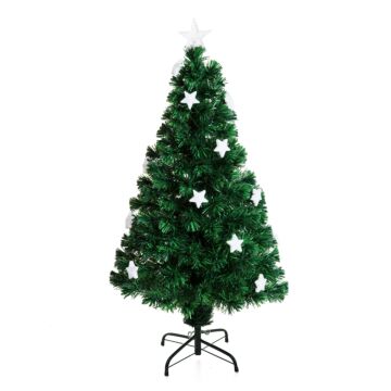 Homcom 4ft 120cm Fibre Optic Artificial Christmas Tree With Stars