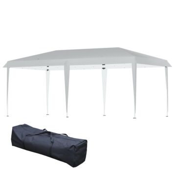 Outsunny Pop Up Gazebo, Double Roof Foldable Canopy Tent, Wedding Awning Canopy W/ Carrying Bag, 6 M X 3 M X 2.65 M, Grey