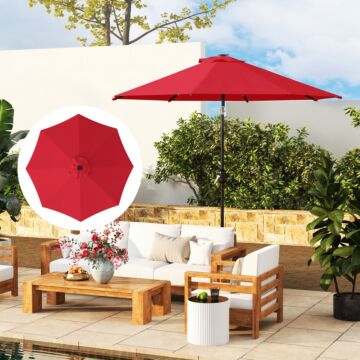 Outsunny 3 M Replacement Parasol Canopy With Top Vent, Upf 50+ Garden Parasol Replacement Canopy, 8 Rib Parasol Cover Replacement Fits Various Frames, Red