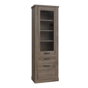 Corona Narrow Display Cabinet In Tabak Oak