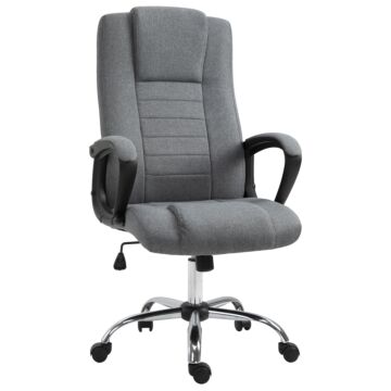 Vinsetto High Back Office Chair 360° Swivel Chair Adjustable Height Tilt Function Linen Deep Grey 62w X 62d X 110-119h Cm