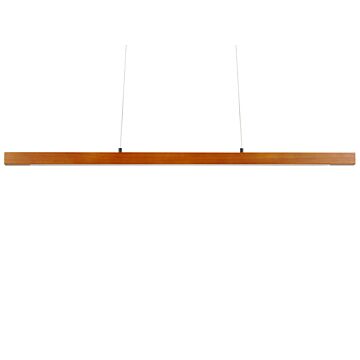 Pendant Lamp Dark Oak Wood 115 Cm Integrated Led With Dimmer Light Hanging Remote Retro Rustic Lighting Beliani