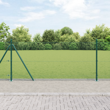 Vidaxl Welded Wire Fence With 13 Flanged Posts Green 1x50 M Steel