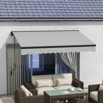 Outsunny 3 X 2m Aluminium Frame Electric Awning, Retractable Awning Sun Canopies For Patio Door Window, Light Grey