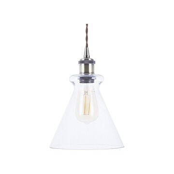 Pendant Lamp Transparent Glass Brass Metal Industrial Ceiling Light Beliani
