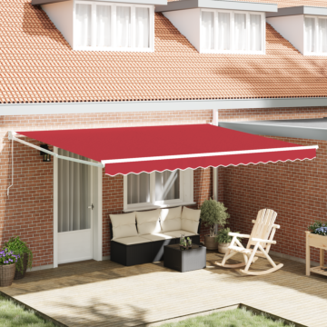 Vidaxl Manual Retractable Awning Red 450x300 Cm, Vidaxl Awning Replacement Fabric For 4.5x3 M Frame Red