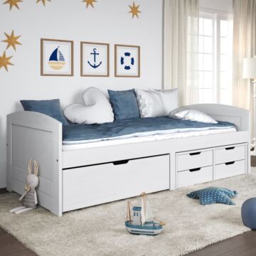 Vidaxl Day Bed With 5 Drawers Irun White 90x200 Cm Solid Wood Pine