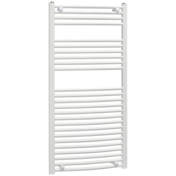 Homcom Straight Heated Towel Rail, Hydronic Bathroom Ladder Radiator Towel Warmer For Central Heating 600mm X 1200mm, White