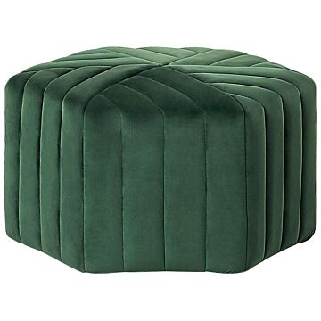 Pouffe Green Velvet 53 X 48 X 29 Cm Upholstered Hexagonal Footstool Ottman Glamour Style Living Room Beliani