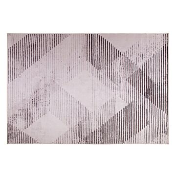 Rug Pink Polyester 140 X 200 Cm Low Pile Abstract Pattern Beliani