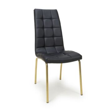 Jenner Leather Effect Black/gold Dining Chair