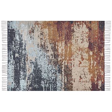 Area Rug Multicolour Polyester And Cotton 150 X 230 Cm Handwoven Printed Abstract Watercolour Painting Pattern Beliani