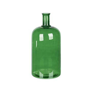 Flower Vase Emerald Green Glass 45 Cm Handmade Decorative Bottle Shape Tabletop Home Decoration Modern Design Beliani