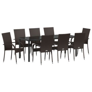Vidaxl 5 Piece Garden Dining Set Brown Poly Rattan