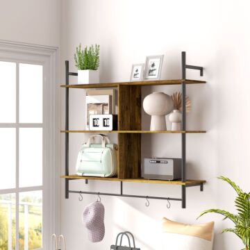 Homcom Three-tier Floating Shelf - Brown/black